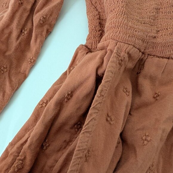 Old Navy Clip Dot Midi Dress Womens Size XXL Rust Long Sleeve V Neck Tiered - Picture 6 of 13